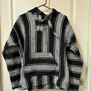 Earth Ragz Pullover Hoodie Baja Striped Vintage Style Mexican